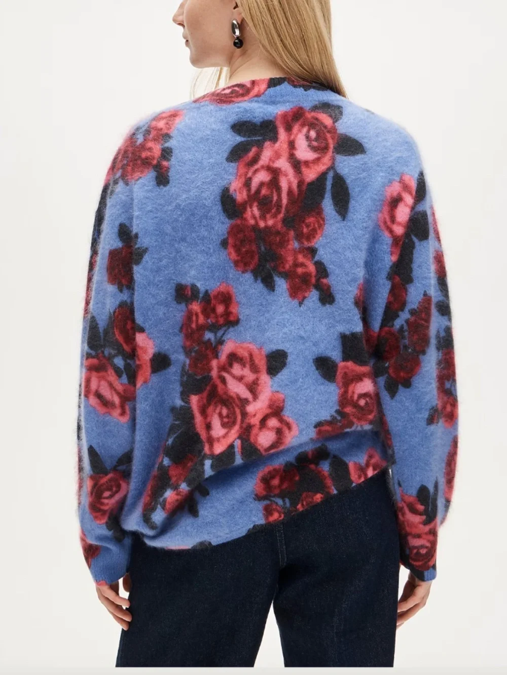 J.Crew Brushed cashmere relaxed V-neck sweater MEDIUM  in floral print
